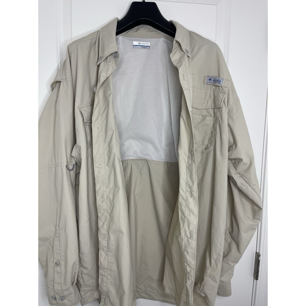 Columbia PFG (Performance Fishing Gear) Men's Vented Fishing Shirt - Tan Size L